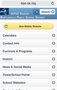 Homepage of my completed district mobile site