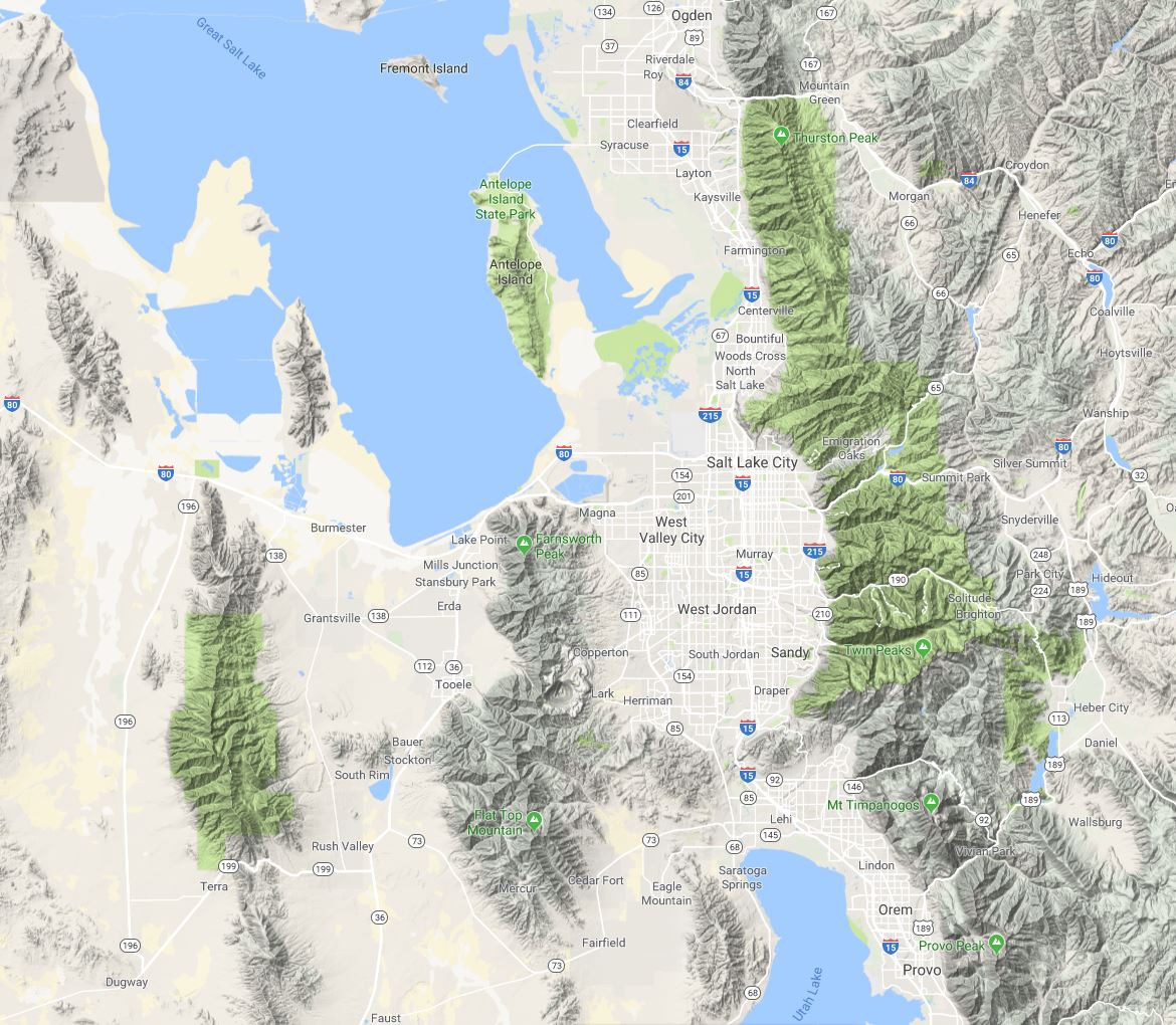 Salt Lake City Terrain Map