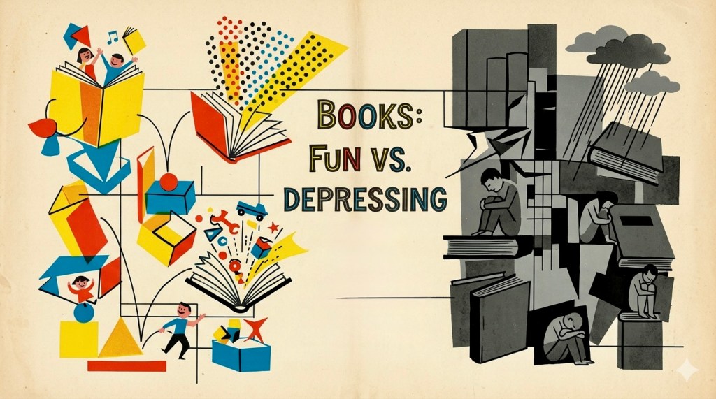 Fun vs. depressing books graphic
