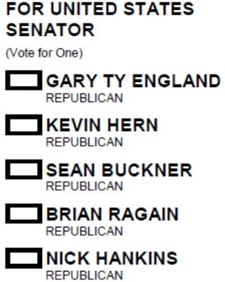 U.S. Senator ballot