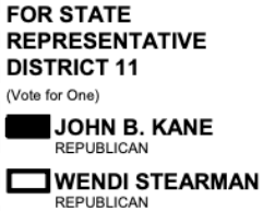State House District 11 ballot