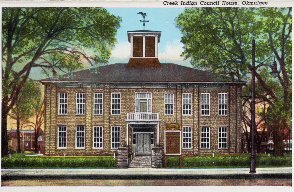 Creek Council House postcard