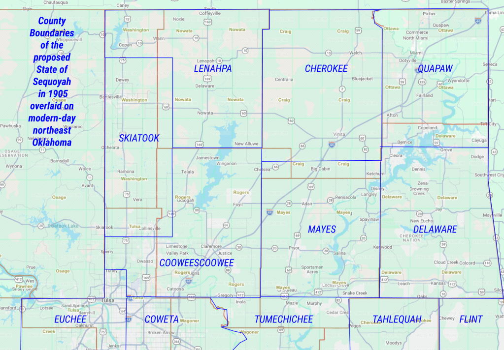Overlay of northeast counties of Oklahoma and Sequoyah 