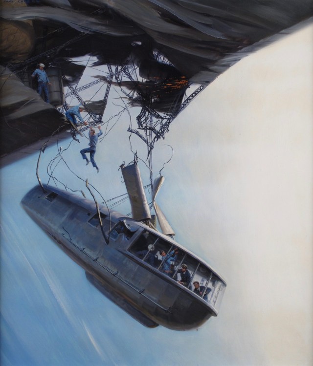 dirigible damage by Tom Lovell