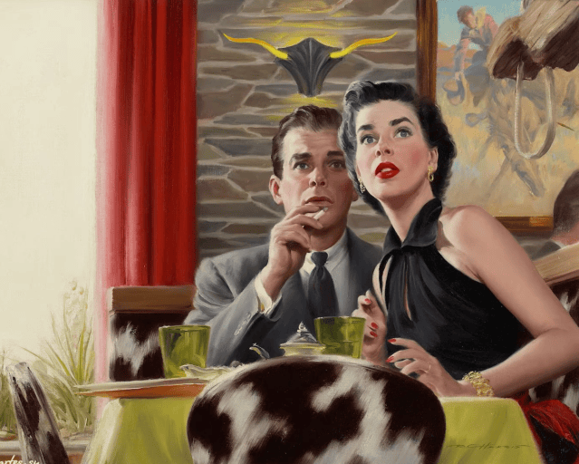 worried couple by Tom Lovell