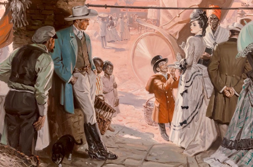 Saratoga Trunk New Orleans street scence by Tom Lovell