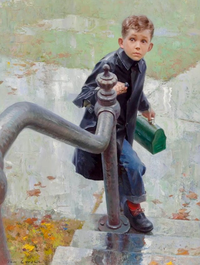 boy on the stoop by Tom Lovell