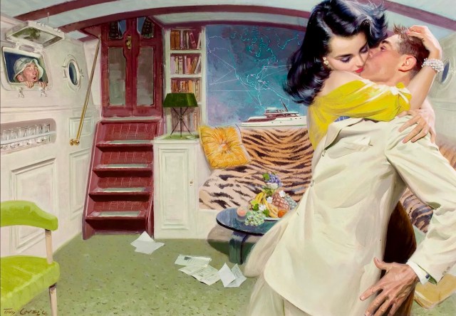 ship cabin kiss by Tom Lovell